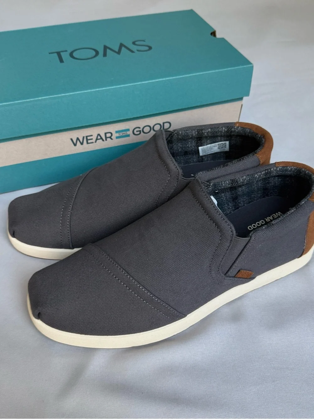 TOMS Men's Alpargata Fwd Mid Vintage Twill Slip-On Espadrilles in dark grey
